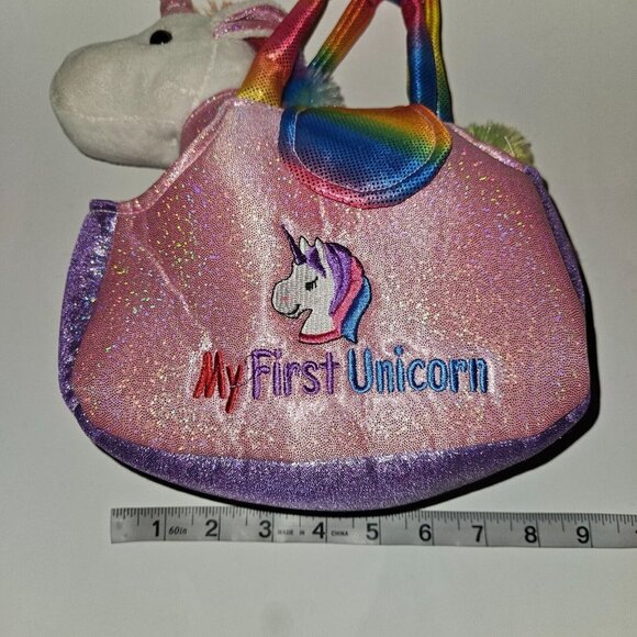 Prextex My First Unicorn Rainbow Plush in Pink Bag Purse Set Stuffed Animal Toy - Picture 2 of 12
